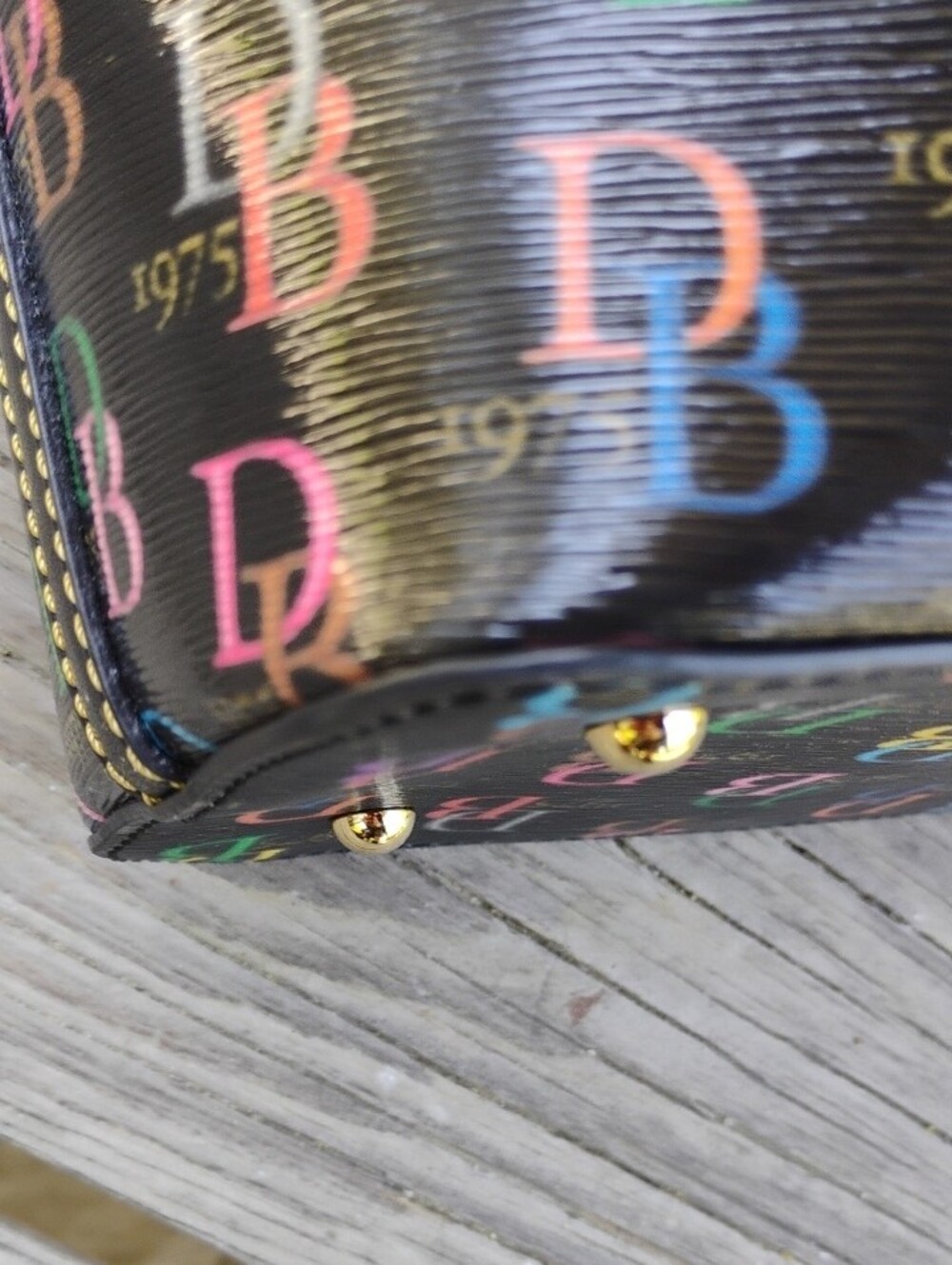 Dooney & Bourke Black Multicolor DB Logo Satchel - Picture 5 of 14